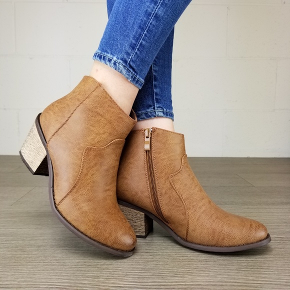 Cowgirl Ankle Booties Faux Leather - Picture 5 of 8